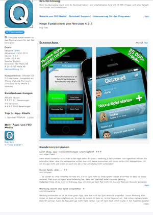 Im Apple App Store hagelt es gerade massiv Kritik wegen der fehlgeleiteten Werbung in Quizduell.