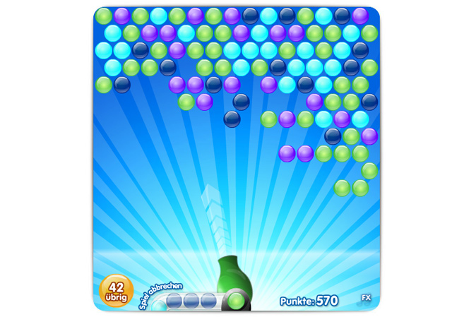 Wie Bubble Witch Saga: Den bunte Bubble-Shooter Bubbles kannst du gratis in deinem Browser spielen. Klicke hierzu auf dieses Bild oder auf den Link darüber.