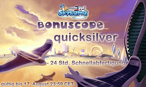 Diesen "quicksilver"-Code kannst du bis zu, 17. August in Skyrama einlösen, danach ist er ungültig.