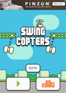 Nervig: Swing Copters zeigt die ganze Zeit blinkende Werbebanner an.