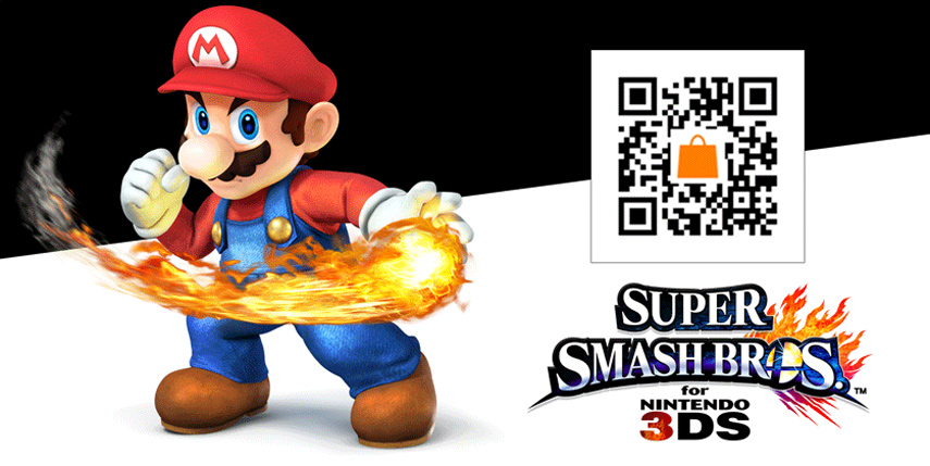 Fotografie mit deinem Nintendo 2DS oder 3DS den QR-Code ab und du kriegst so die Super Smash Bros.-Demo.