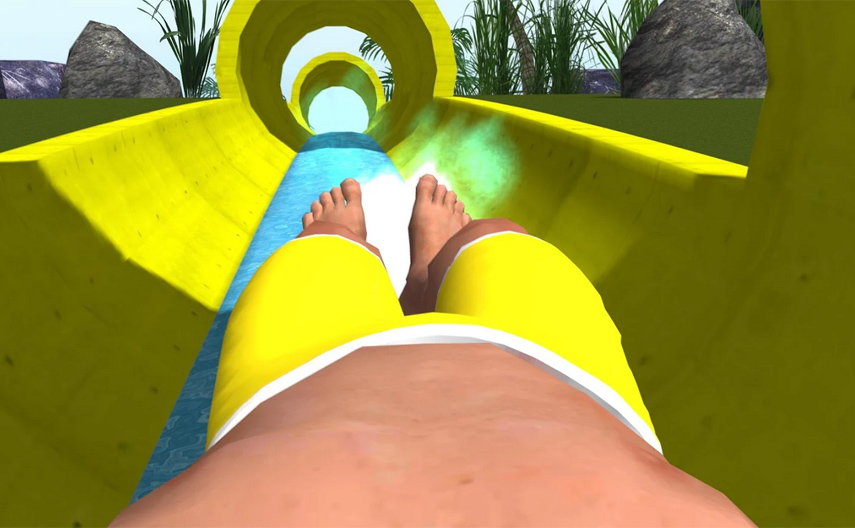 Der Waterslide Simulator, so der englische Original-Titel, bietet genau das, was du erwartetst.