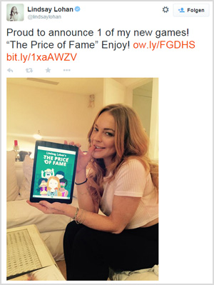 So kündigte Lindsay Lohan ihr Game auf Twitter an.