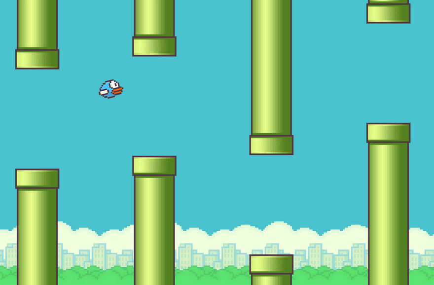 Flappy Bird - hier in einer inoffiziellen Umsetzung für den PC - wie es leibt und lebt.