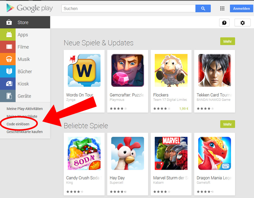 google-play-code-einloesen