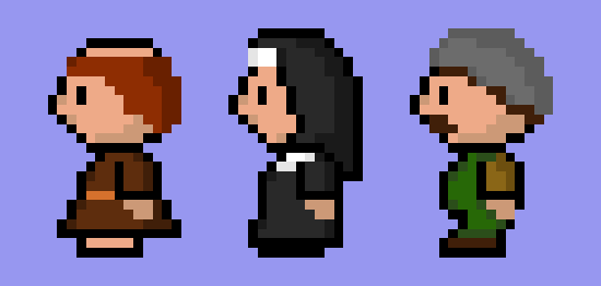 Die pixeligen Charaktere des Luther-Jump&Runs werden von den Reli-Schülern gezeichnet.